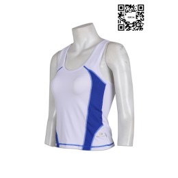 VT108 專業訂製女裝工字背心  拼接撞色背心 運動背心選擇 背心專門店 露腰短TEE   白色    撞色彩藍色 VT108 專業訂製女裝工字背心  拼接撞色背心 運動背心選擇 背心專門店 露腰短TEE   白色    撞色彩藍色